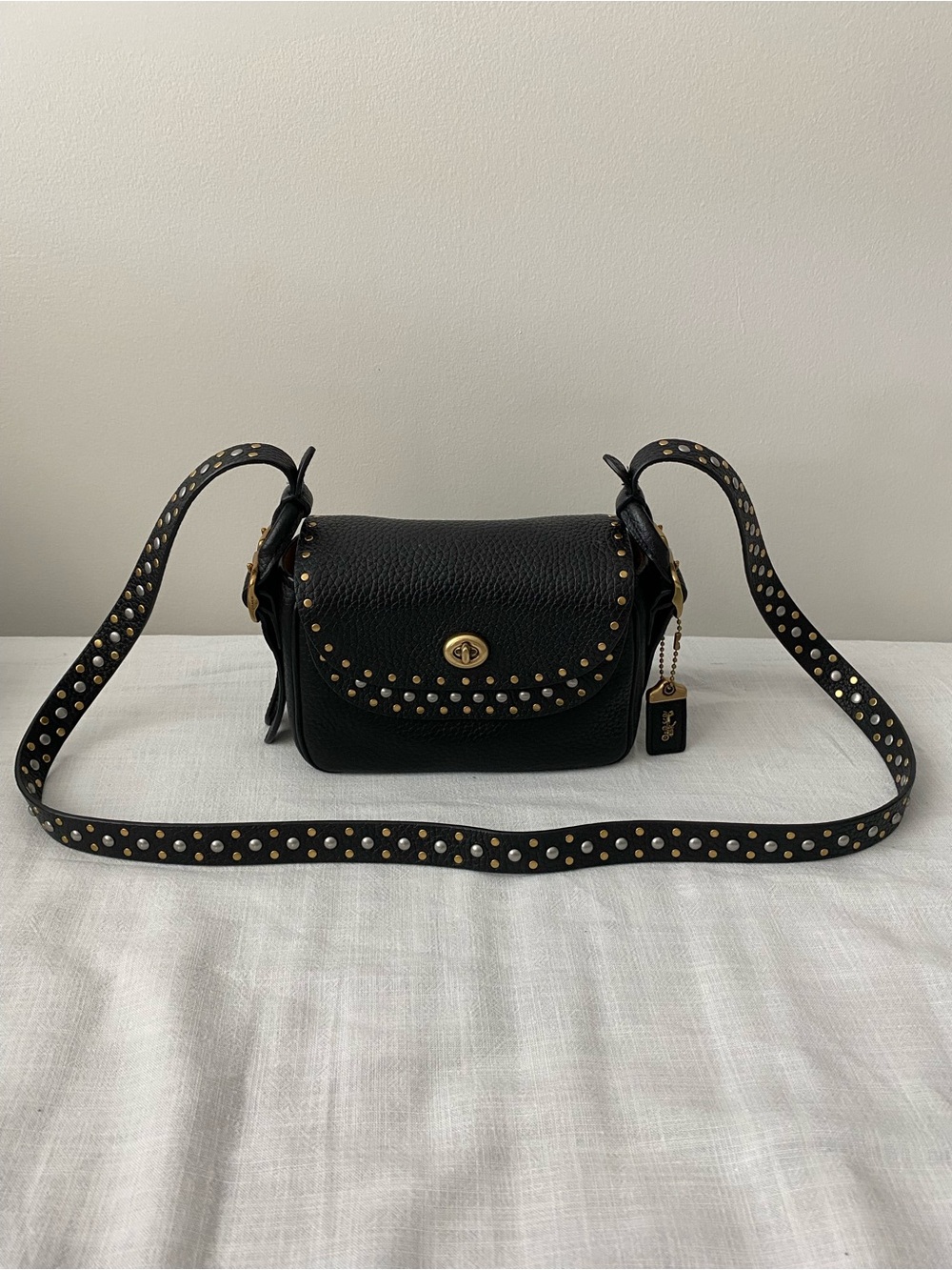 Coach 1941 Tabitha Simmons 17 Black Studded Leather Crossbody Bag